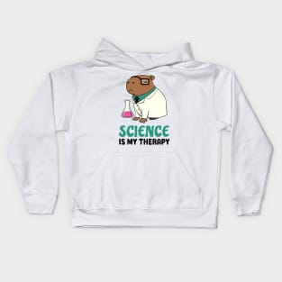 Science is my therapy Capybara Kids Hoodie